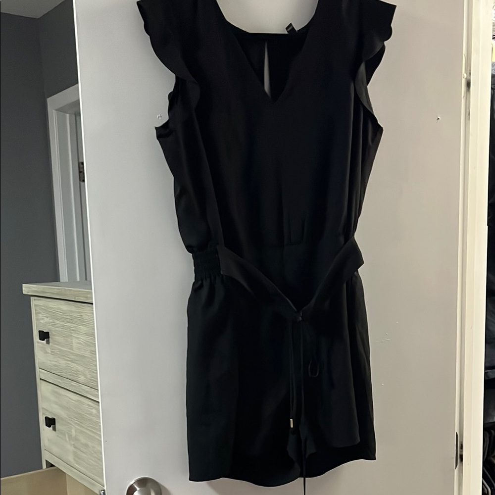 Express Black Ruffled Tie Front Sheath Mini
